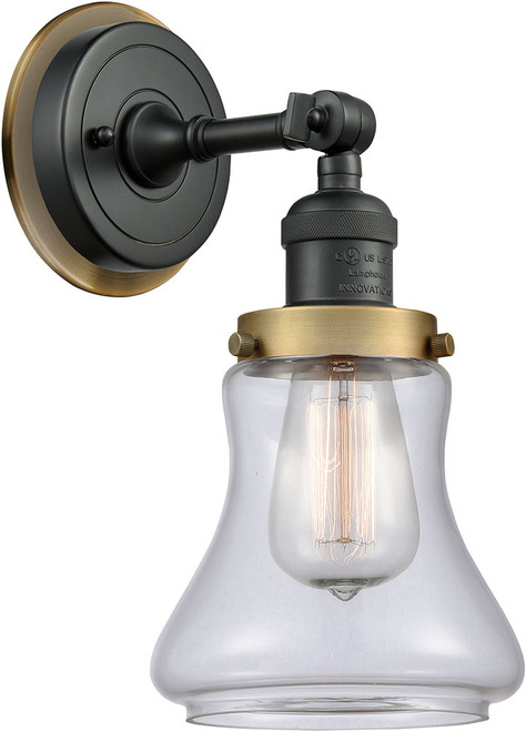 Innovations 203BK-BPBB-HRBB-G192 Franklin Restoration Bellmont Matte Black Clear Bellmont Lighting Sconce