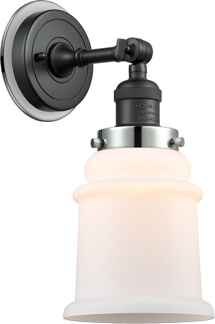 Innovations 203BK-BPPC-HRPC-G181 Franklin Restoration Canton Matte Black Matte White Canton Light Sconce
