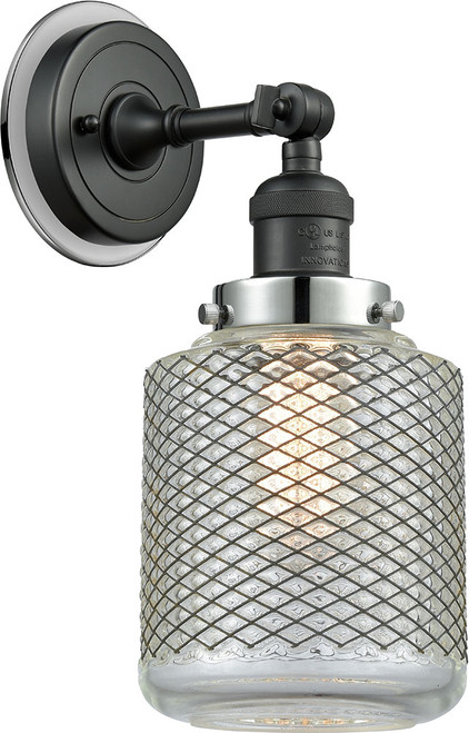 Innovations 203BK-BPPC-HRPC-G262 Franklin Restoration Stanton Matte Black Vintage Wire Mesh Stanton Wall Mounted Lamp