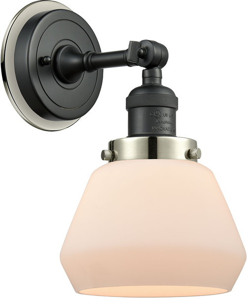 Innovations 203BK-BPPN-HRPN-G171 Franklin Restoration Fulton Matte Black Matte White Cased Fulton Wall Mounted Lamp