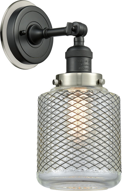 Innovations 203BK-BPSN-HRSN-G262 Franklin Restoration Stanton Matte Black Vintage Wire Mesh Stanton Sconce Lighting