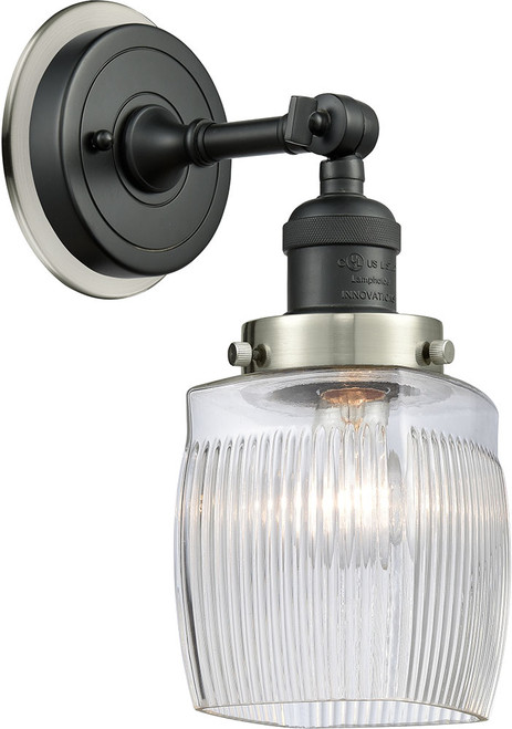 Innovations 203BK-BPSN-HRSN-G302 Franklin Restoration Colton Matte Black Thick Clear Halophane Colton Wall Sconce Lighting