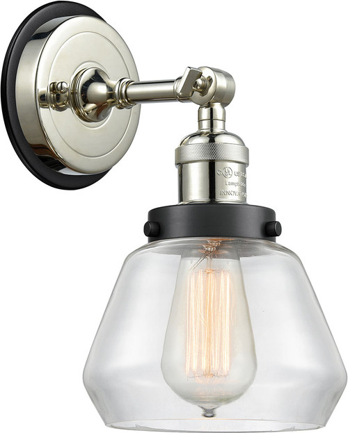 Innovations 203PN-BPBK-HRBK-G172 Franklin Restoration Fulton Polished Nickel Clear Fulton Light Sconce
