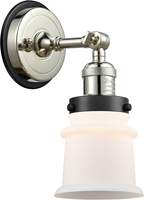 Innovations 203PN-BPBK-HRBK-G181S Franklin Restoration Canton Polished Nickel Matte White Small Canton Wall Lamp