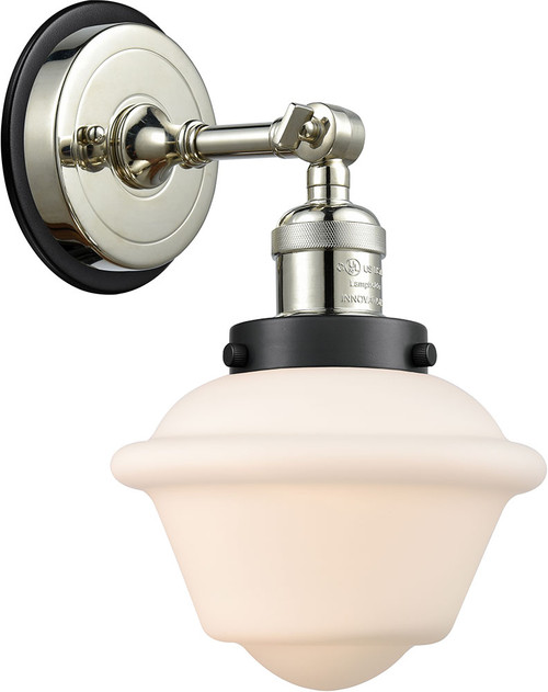 Innovations 203PN-BPBK-HRBK-G531 Franklin Restoration Oxford Polished Nickel Matte White Cased Small Oxford Wall Lighting