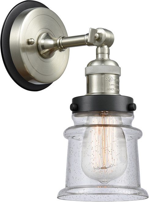 Innovations 203SN-BPBK-HRBK-G184S Franklin Restoration Canton Brushed Satin Nickel Seedy Small Canton Wall Mounted Lamp