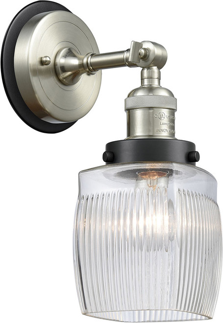 Innovations 203SN-BPBK-HRBK-G302 Franklin Restoration Colton Brushed Satin Nickel Thick Clear Halophane Colton Lighting Sconce