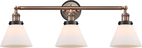 Innovations 205AC-BPBK-HRBK-G41 Franklin Restoration Cone Antique Copper Matte White Cased Large Cone 3-Light Bathroom Lighting