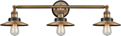 Innovations 205BB-BPBK-HRBK-M4-BB Franklin Restoration Railroad Brushed Brass 3-Light Lighting For Bathroom