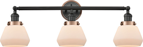 Innovations 205BK-BPAC-HRAC-G171 Franklin Restoration Fulton Matte Black Matte White Cased Fulton 3-Light Bathroom Lighting