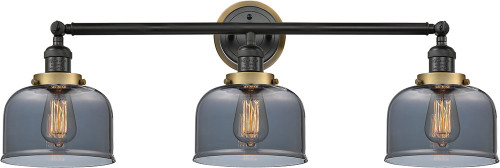 Innovations 205BK-BPBB-HRBB-G73 Franklin Restoration Bell Matte Black Plated Smoke Large Bell 3-Light Bath Lighting Fixture