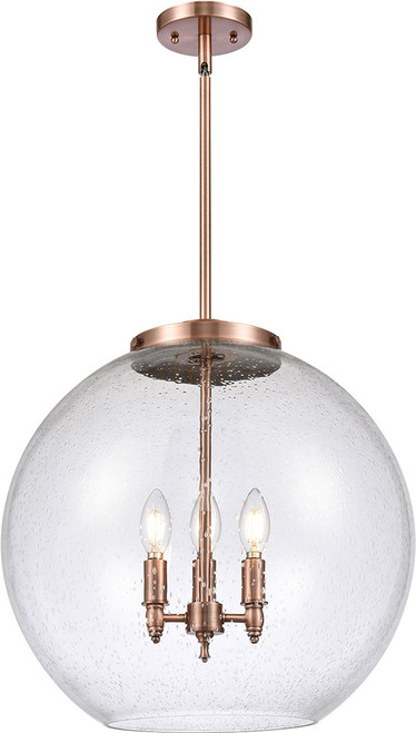 Innovations 221-3S-AC-G124-18 Ballston Athens Antique Copper Seedy Large Athens 18" Hanging Lamp