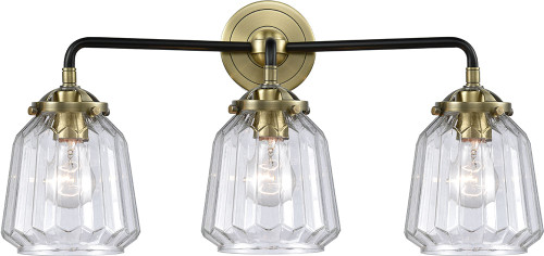 Innovations 284-3W-BAB-G142-LED Nouveau Chatham Modern Black Antique Brass LED 3-Light Bathroom Vanity Light