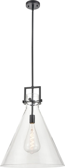 Innovations 411-1S-BK-18CL Newton Cone Matte Black Clear Newton Cone LED 18" Pendant Light