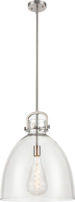 Innovations 412-1S-SN-16CL Newton Bell Brushed Satin Nickel Clear Newton Bell LED 16" Hanging Light