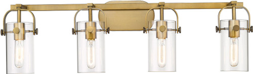 Innovations 423-4W-BB-4CL Pilaster Brushed Brass Clear Pilaster LED 4-Light Bathroom Lighting Fixture