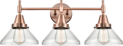 Innovations 447-3W-AC-G4472 Caden Antique Copper Clear Caden 3-Light Bath Light Fixture