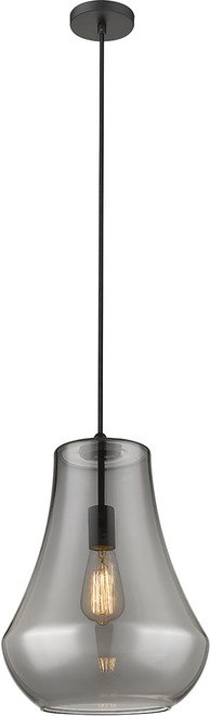 Innovations 491-1P-BK-G573-12 Fairfield Matte Black Plated Smoke Fairfield LED Mini Pendant Hanging Light