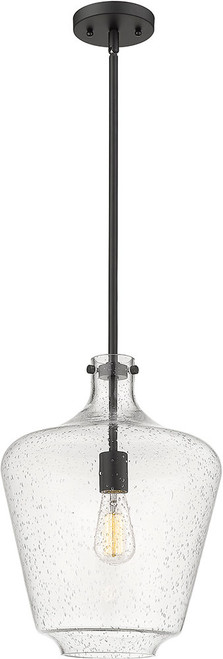 Innovations 493-1S-BK-G504-12 Lowell Matte Black Seedy Lowell LED Mini Pendant Lighting