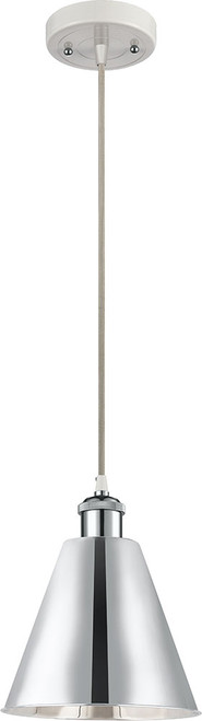 Innovations 516-1P-WPC-MBC-8-PC Ballston Cone White and Polished Chrome LED Mini Drop Ceiling Light Fixture