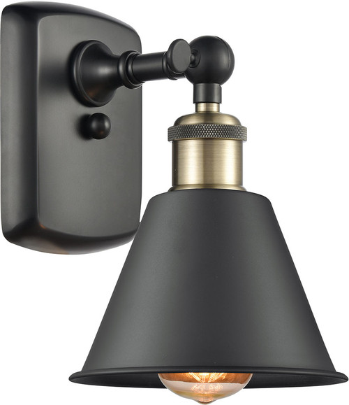 Innovations 516-1W-BAB-M8 Ballston Smithfield Black Antique Brass LED Sconce Lighting