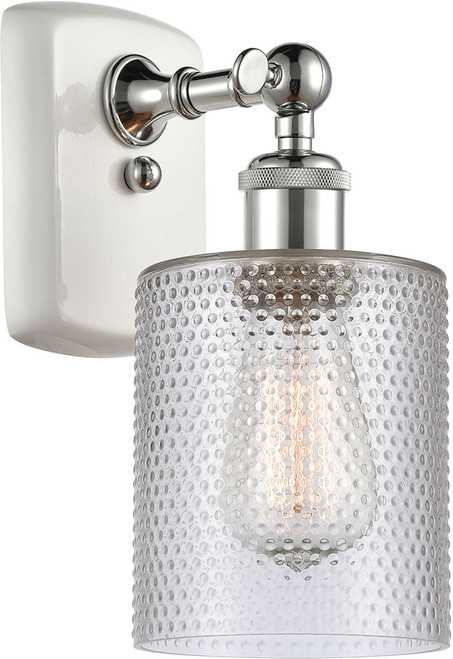 Innovations 516-1W-WPC-G112 Ballston Cobbleskill Modern White and Polished Chrome Sconce Lighting