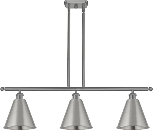 Innovations 516-3I-SN-MBC-8-SN Ballston Cone Brushed Satin Nickel LED Kitchen Island Light Fixture