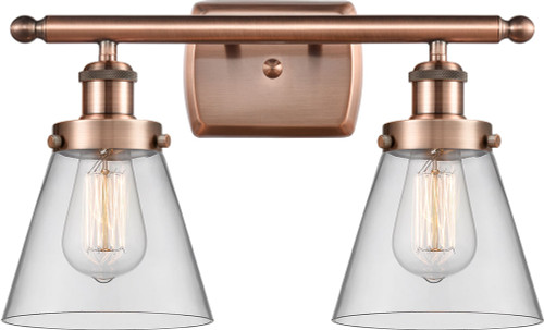 Innovations 916-2W-AC-G62 Ballston Small Cone Contemporary Antique Copper 2-Light Vanity Light