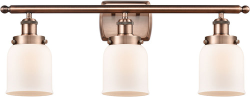 Innovations 916-3W-AC-G51-LED Ballston Small Bell Modern Antique Copper LED 3-Light Bathroom Wall Sconce