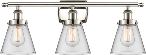 Innovations 916-3W-PN-G62-LED Ballston Small Cone Modern Polished Nickel LED 3-Light Bathroom Wall Sconce