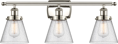 Innovations 916-3W-PN-G64-LED Ballston Small Cone Contemporary Polished Nickel LED 3-Light Bathroom Light Sconce