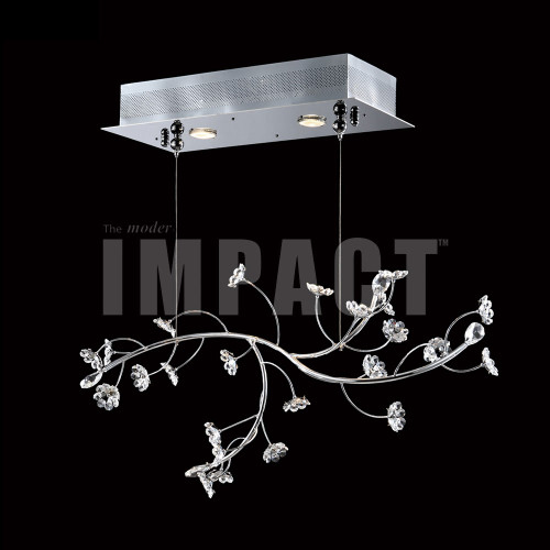 James Moder 40981S22 Crystal Rain Silver Halogen Island Light Fixture