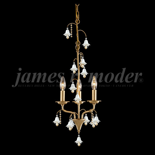 James Moder 96323AG2EW Murano Crystal Aged Gold Mini Ceiling Chandelier