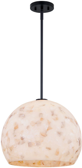 Justice Design ALR-6537-MBLK Alabaster Rocks Globe EVOLV Modern Matte Black 17" Pendant Light