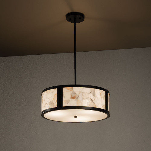 Justice Design ALR-9541 Tribeca Alabaster Rocks! Drum Pendant Lighting