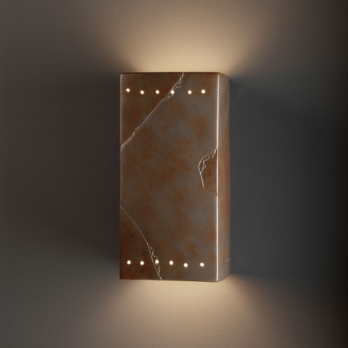 Justice Design CER-0965W Ambiance Large Rectangle Contemporary Ceramic LED Outdoor Wall Lighting