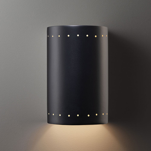 Justice Design CER-1290W Ambiance Large Cylinder Modern Ceramic LED Outdoor Light Sconce