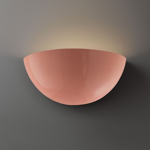 Justice Design CER-1355 Ambiance Large Quarter Sphere Contemporary Ceramic LED Wall Sconce Lighting
