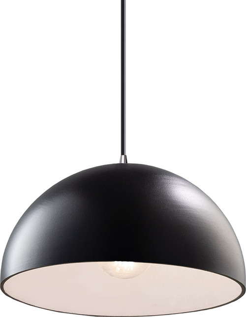 Justice Design CER-6250-CRB-CROM-BKCD Radiance Dome Contemporary Carbon Matte Black Drop Ceiling Light Fixture