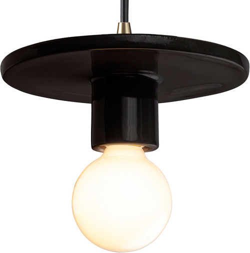 Justice Design CER-6320-BLK-ABRS-BKCD Radiance Gloss Black Mini Hanging Lamp