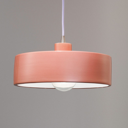 Justice Design CER-6460-BSH Radiance Dish Modern Gloss Blush Drum Ceramic Ceiling Light Pendant