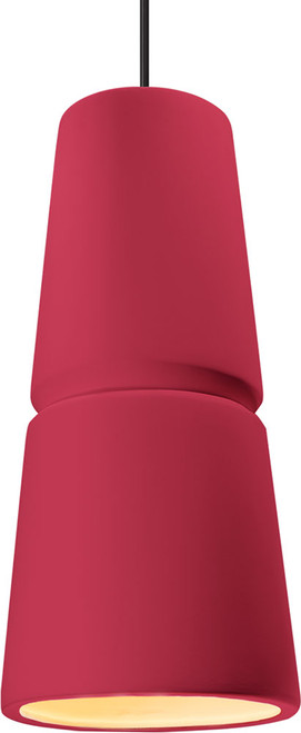 Justice Design CER-6435-CRSE-BKCD Ceramic Radiance Modern Cerise LED 8" Mini Hanging Pendant Lighting