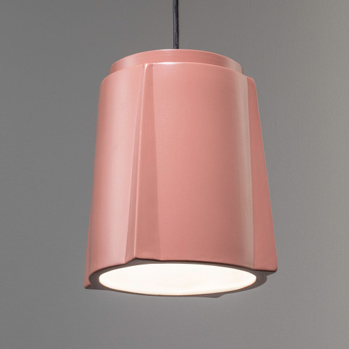 Justice Design CER-6490-BSH Radiance Compass Modern Gloss Blush LED Mini Ceramic Hanging Pendant Light