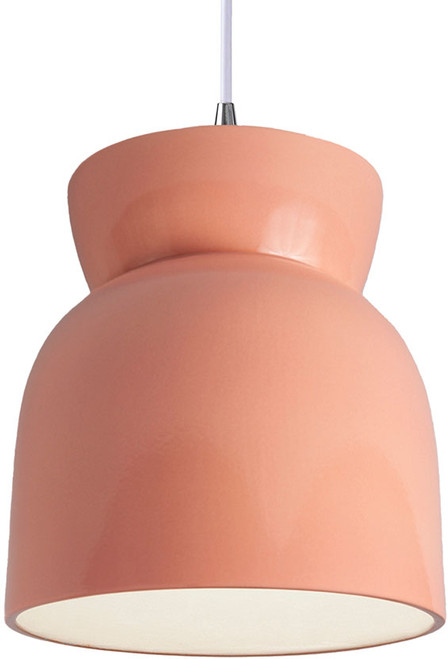 Justice Design CER-6515-BSH-CROM-WTCD Radiance Gloss Blush Mini Ceiling Pendant Light