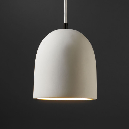 Justice Design CER-9610-BIS Radiance Small Bell Contemporary Bisque LED Mini Ceramic Pendant Lighting