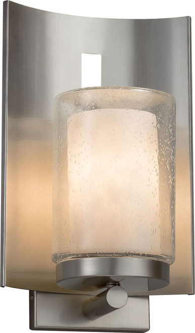 Justice Design CLD-7591W-10-NCKL Clouds Embark Contemporary Brushed Nickel Exterior Lamp Sconce