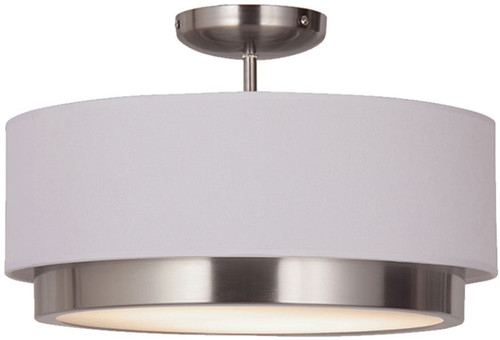 Justice Design FAB-4470-WHTE-NCKL Textile Tate Contemporary Brushed Nickel LED Home Ceiling Lighting