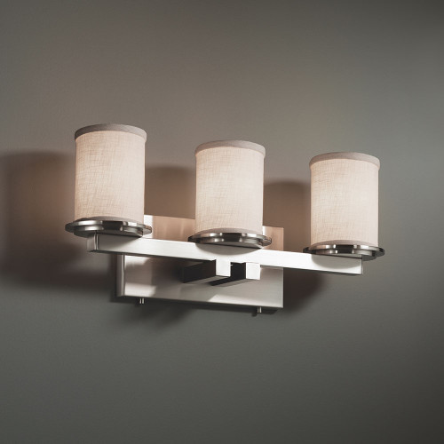 Justice Design FAB-8773 Dakota Textile 3-Light Bathroom Sconce Lighting