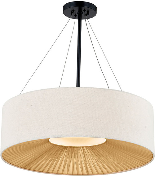 Justice Design FAB-9572-CREM-MBLK Woven Fabric Warren EVOLV Modern Matte Black 24" Drum Pendant Light