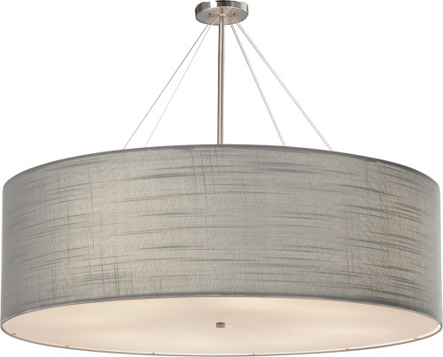 Justice Design FAB-9599-GRAY-NCKL Textile Classic Brushed Nickel 60" Drum Hanging Pendant Light